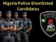 Nigeria Police shortlisted candidates