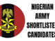 Nigeria Army 89RRI Shortlisted Candidates