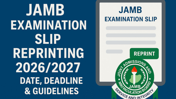 Reprint JAMB Registration Number and Exam Slip